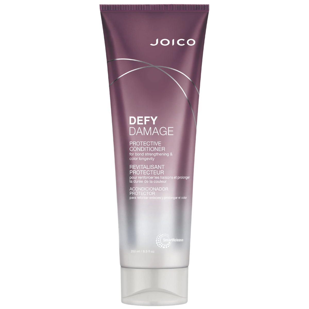 Joico Defy Damage Protective Conditioner bottle showing creamy formula for color protection and detangling