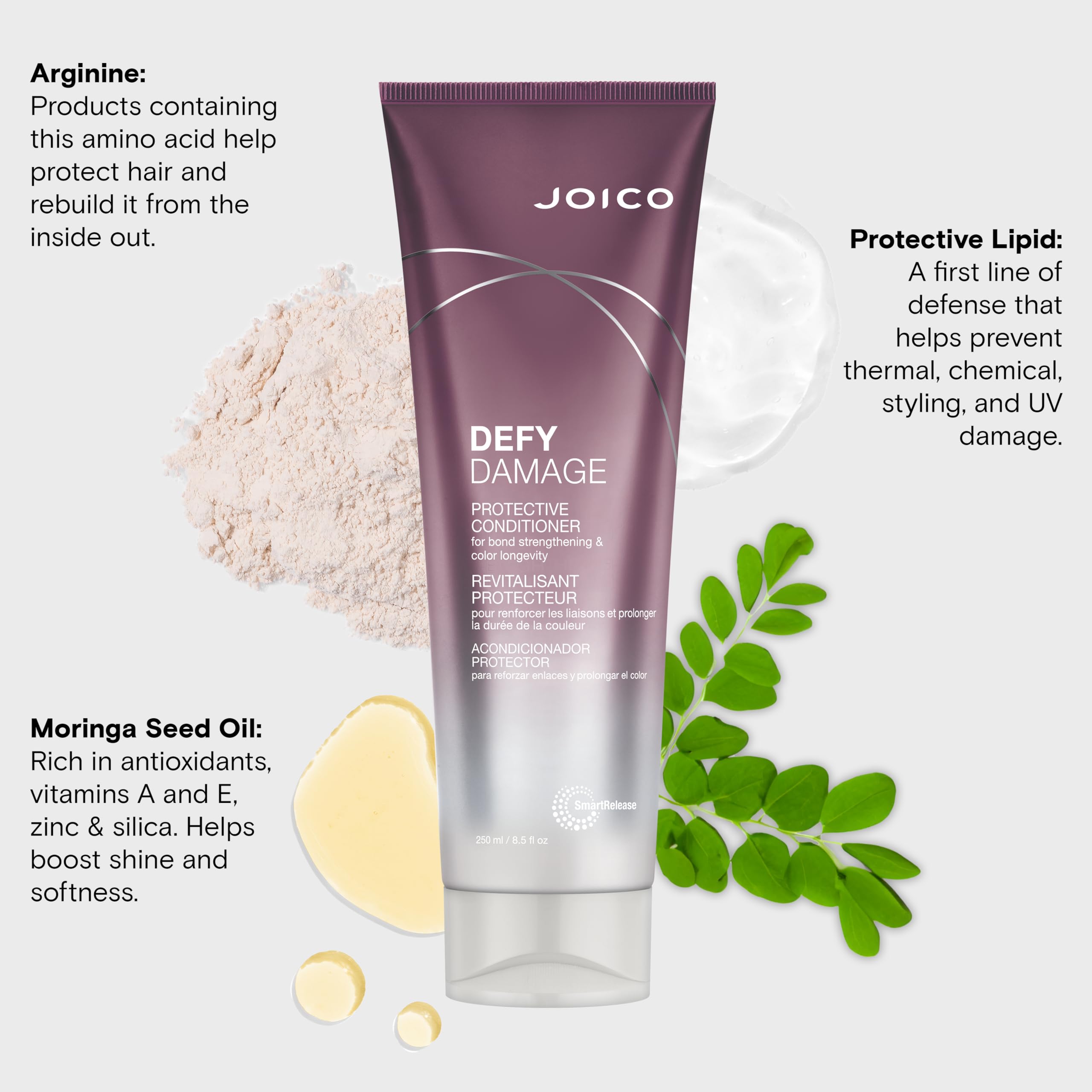 Color-glow shot of Joico Defy Damage Conditioner highlighting vibrancy and shine