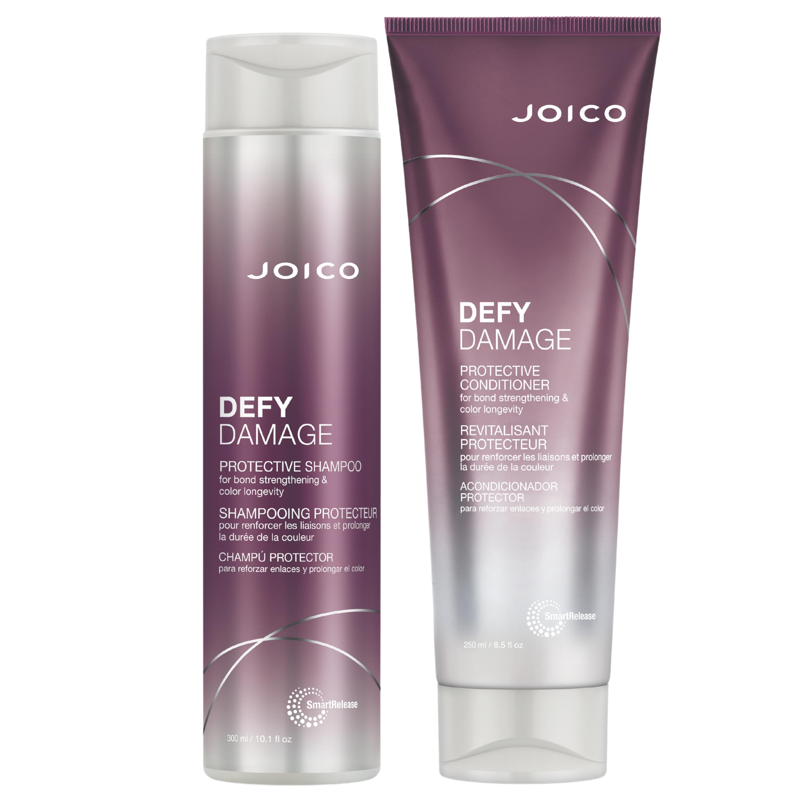 Joico Defy Damage protective shampoo bottle—10oz, ready for daily moisture and smoother detangling.