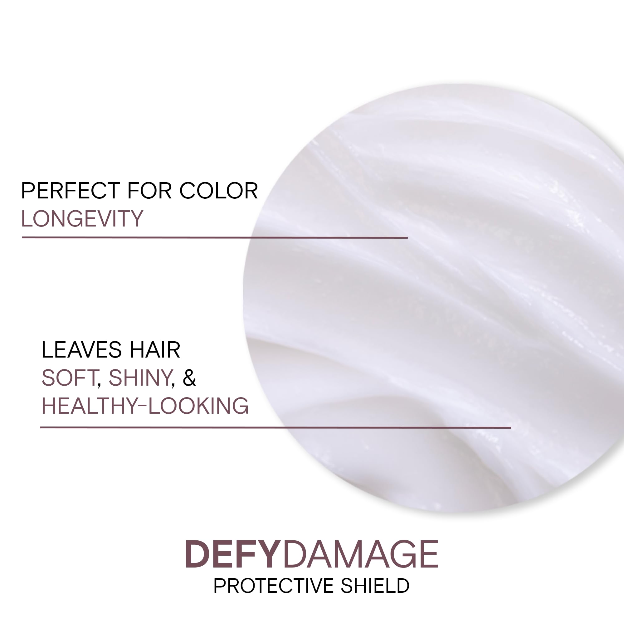 Joico Defy Damage Shield hair shine closeup shows healthy-looking strands.