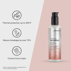 Joico Dream Blowout Cream in hand during blow-drying for smoother results.