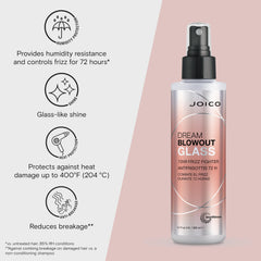 Finished blowout with glass-like shine using Joico Dream Blowout Glass.