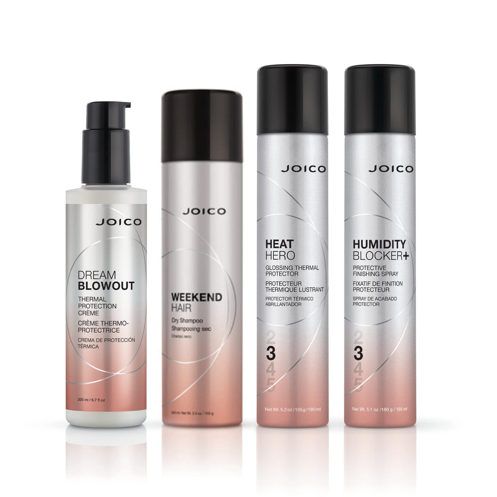Joico Heat Hero glossing spray helps reduce heat-induced split ends.