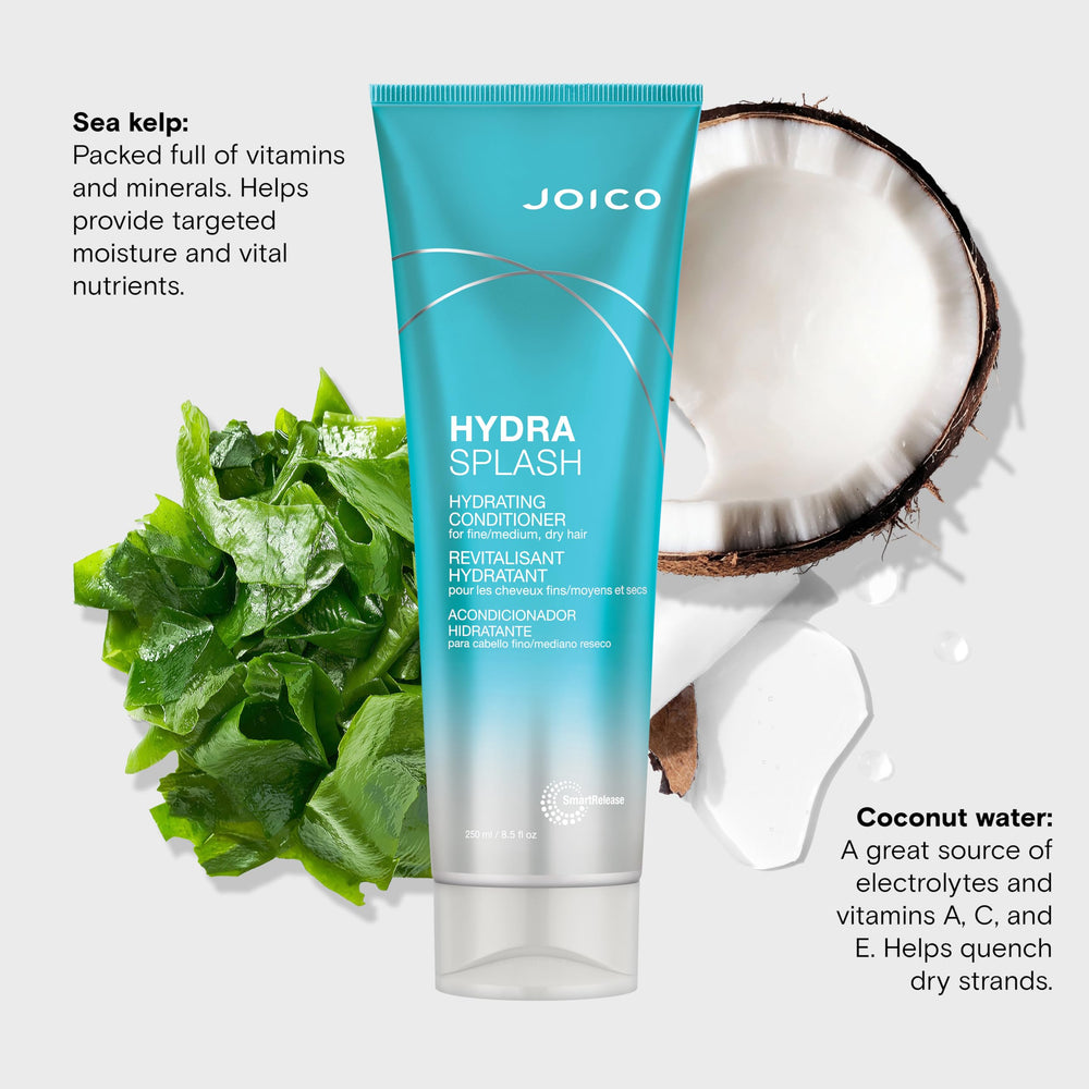 Joico HydraSplash application demonstrating mid-length to ends use for silky results.