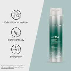 Joico JoiFULL foaming lather boosts volumizing cleanse for fine hair.