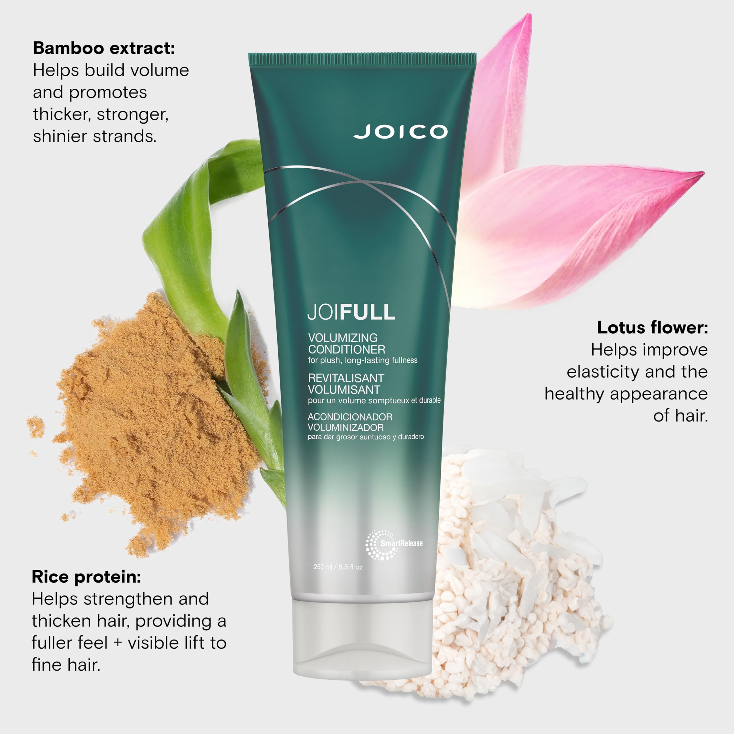 Joico JoiFULL texture swirl suggesting airy body and glide.