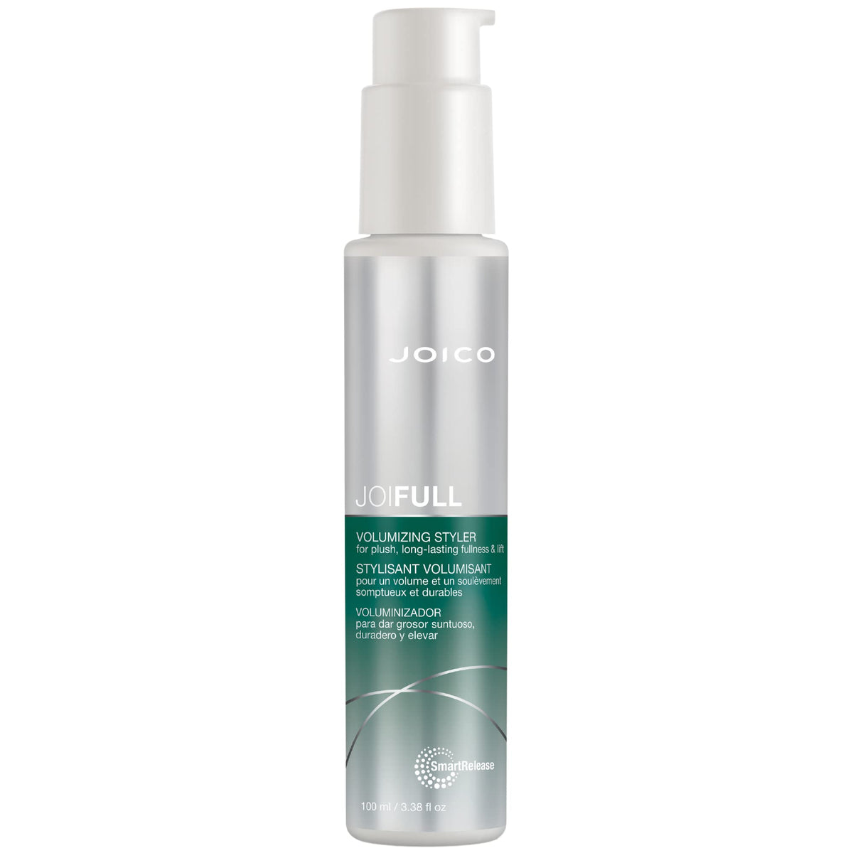 Joico JoiFULL volume-styler bottle shown, delivering instant body for fine hair.