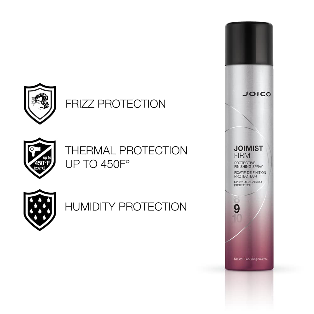 Joico JoiMist Firm spray nozzle in action for even styling hold.
