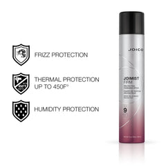 Joico JoiMist Firm spray nozzle in action for even styling hold.