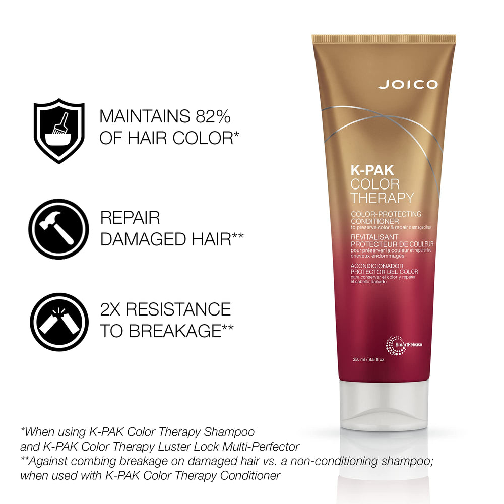 Conditioner close-up from Joico K-Pak Color Therapy, provides silky glide for detangling.