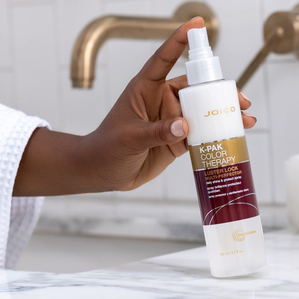 Joico K-PAK Color Therapy frizz-control spray on hair surface