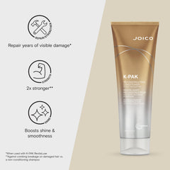 Product label details indicate keratin and guajava extract for stronger, healthier-looking strands.
