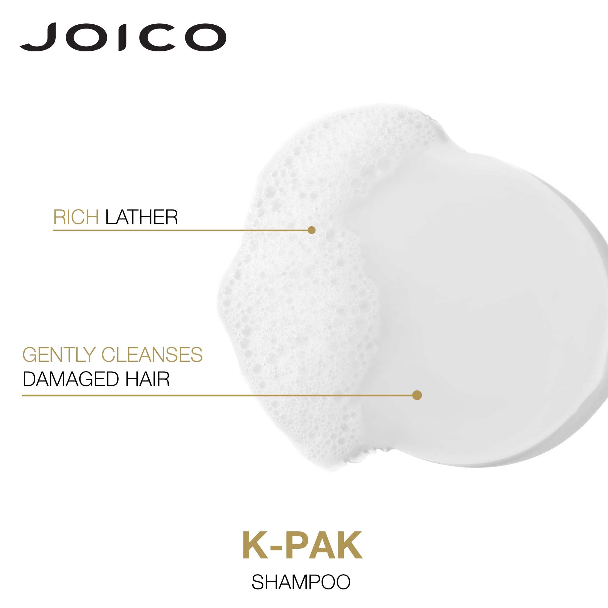Joico K-Pak Bio-Advanced Peptide Keratin visuals highlighting reparative complexes.