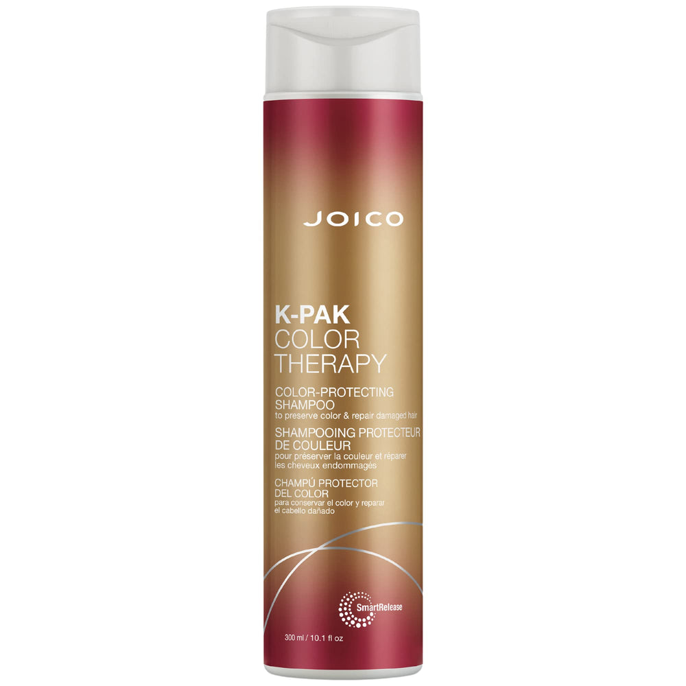 Joico K-PAK Color Therapy shampoo bottle demonstrates color protection for vibrant hair