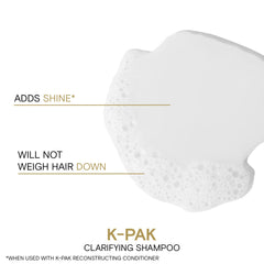 Joico K-Pak Daily Clarifying Shampoo bottle highlights keratin ingredient for stronger-looking hair