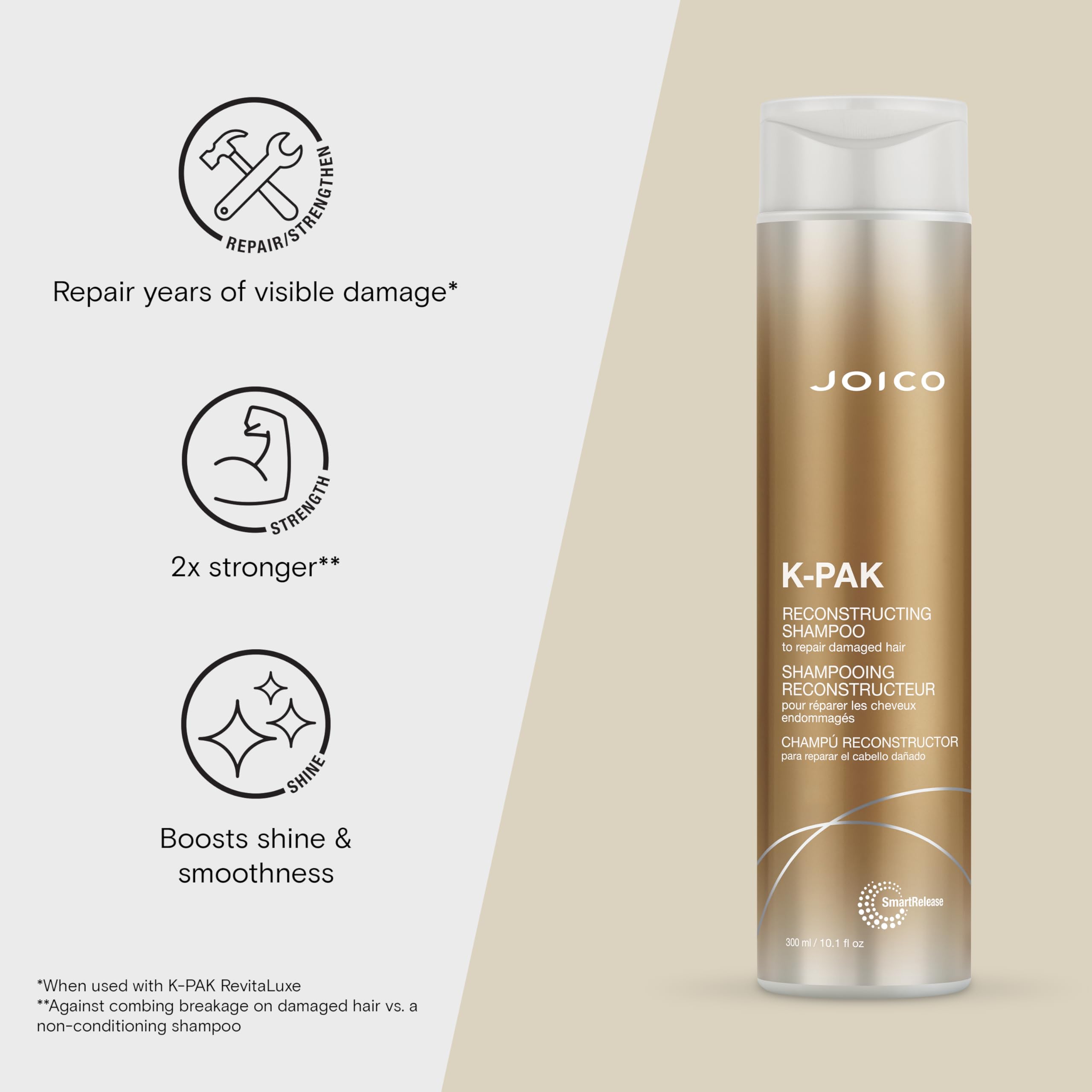 Keratin icon close-up indicating protein repair for stronger hair with Joico K-PAK