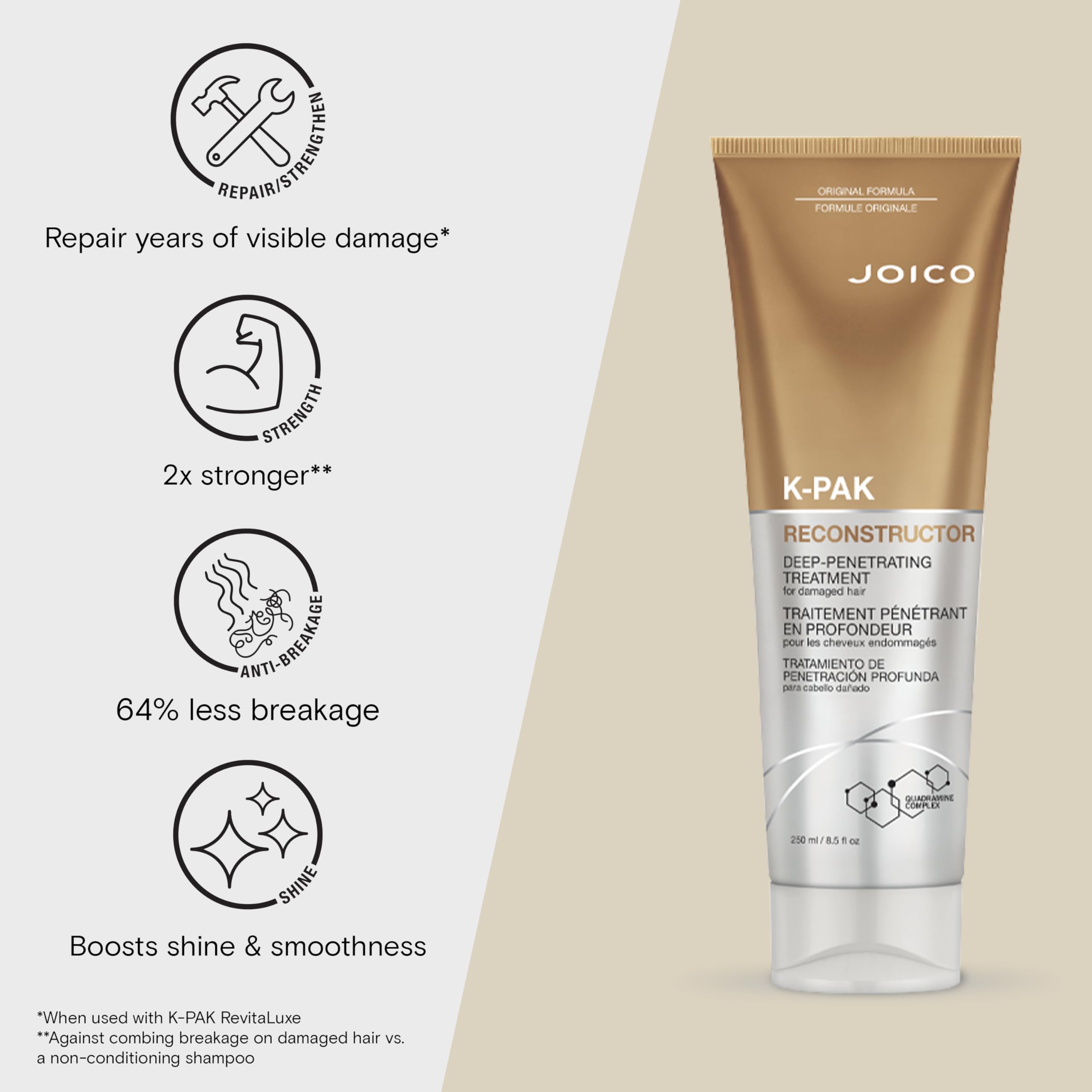 Joico K-PAK Reconstructor hair strands appear stronger and healthier
