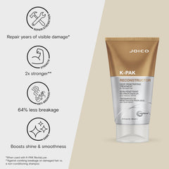 Joico K-PAK Reconstructor delivers keratin to reinforce hair fibers and resilience.