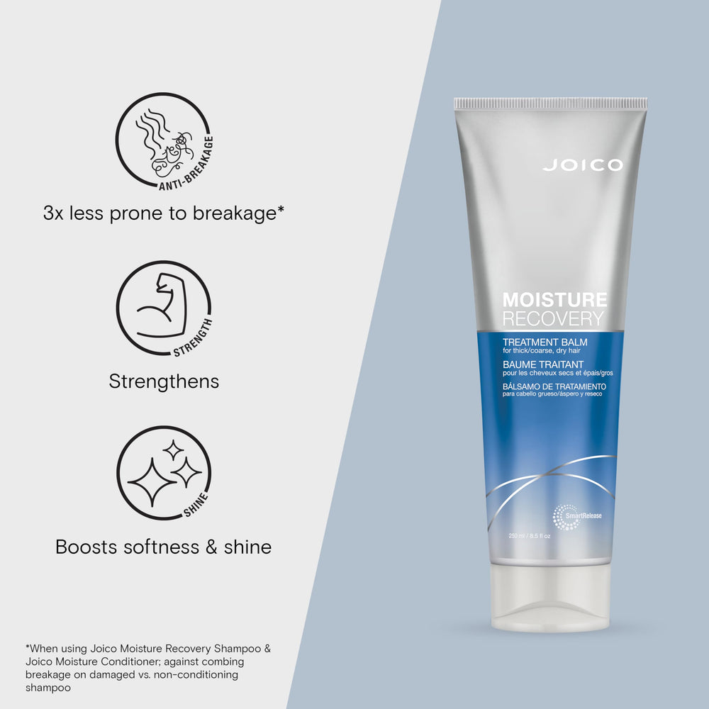 Packaging for Joico Moisture Recovery Balm highlighting premium jar and 8.5 oz size