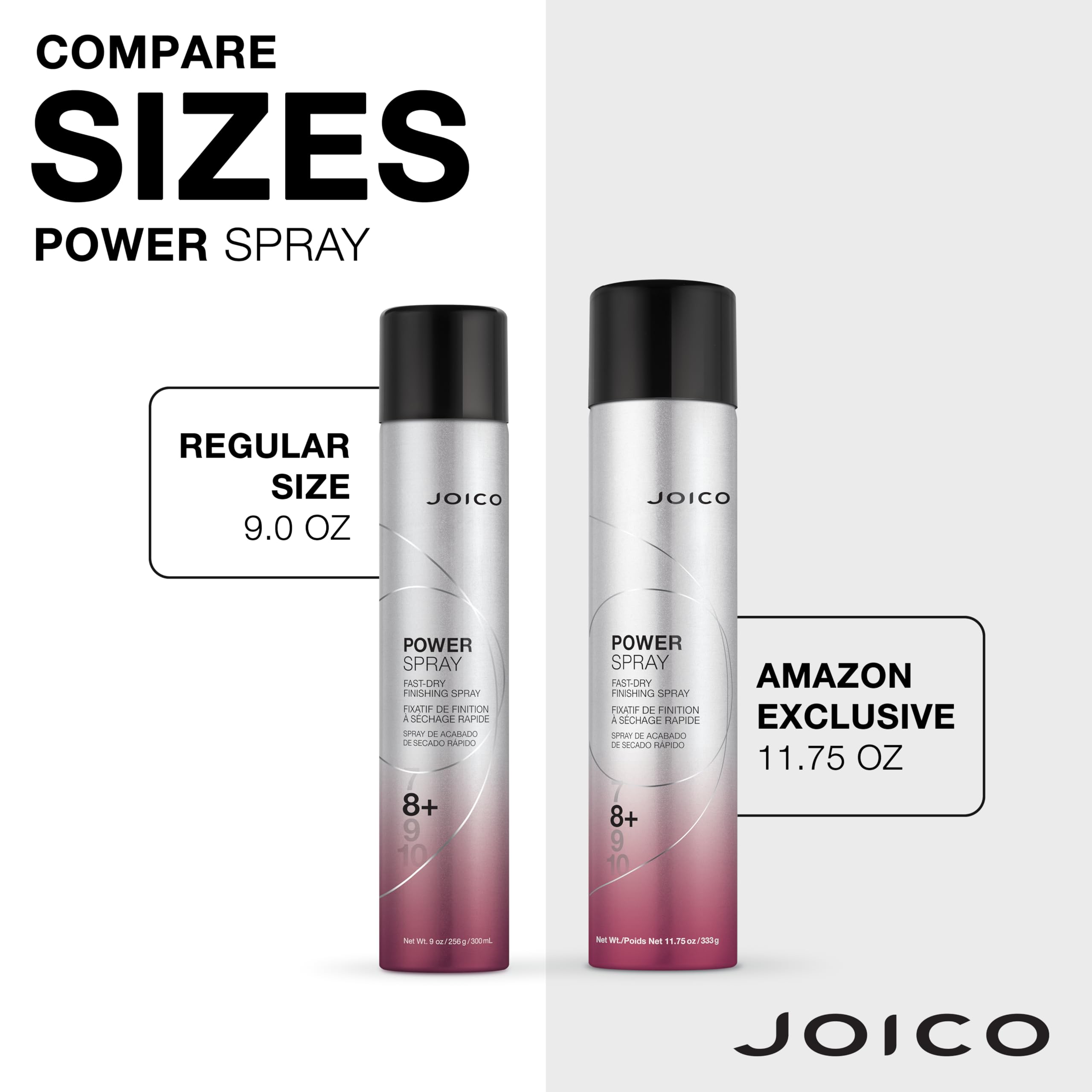 Joico Power Spray applied to hair delivering glossy shine and flexible hold.