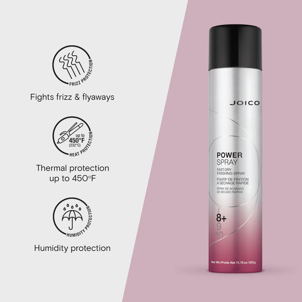 Joico Power Spray nozzle dispensing fine mist for heat protection.