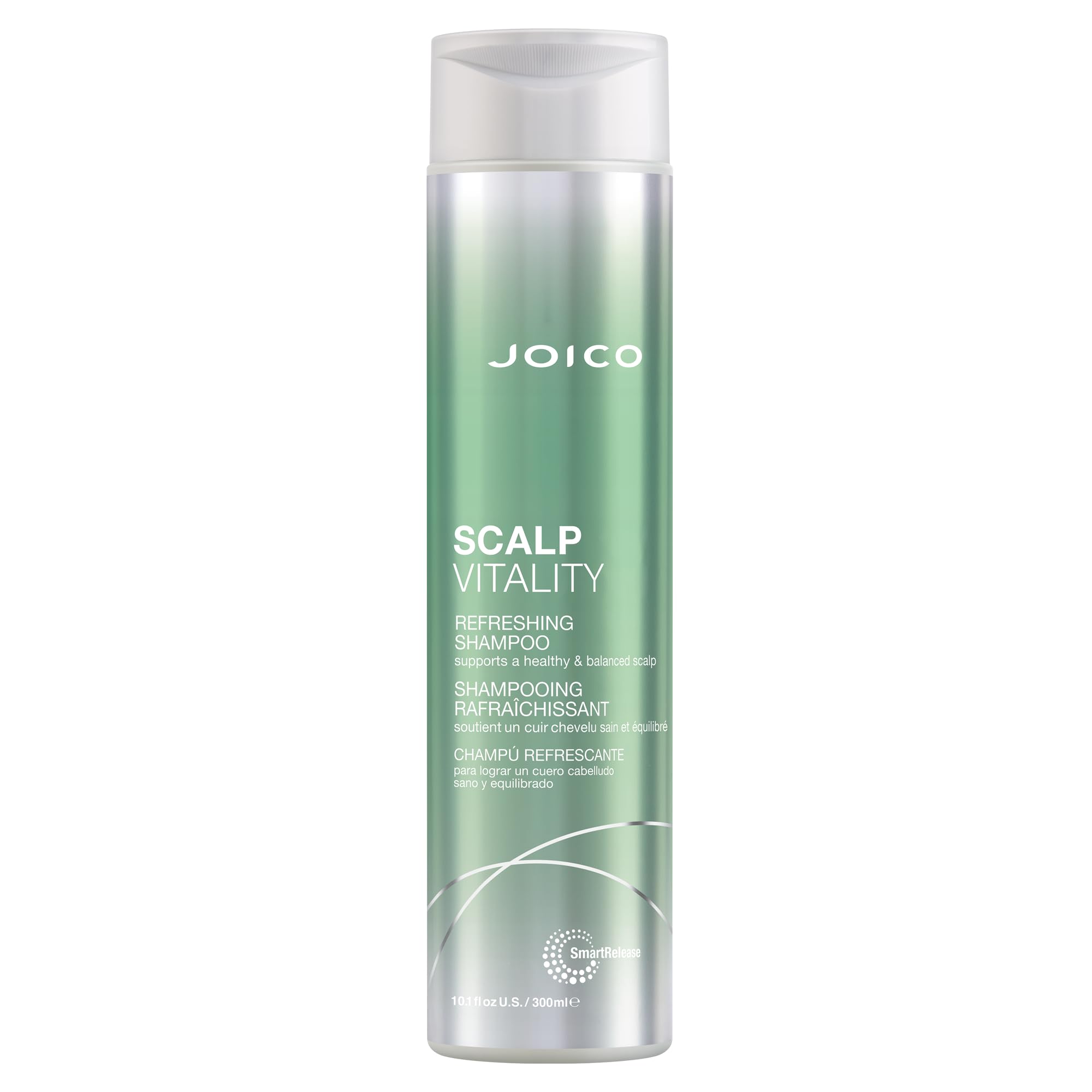Joico Scalp Vitality Refreshing Shampoo bottle showing a refreshing formula for all scalp types