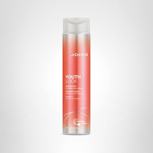 Joico YouthLock Shampoo hair shine close-up emphasizes lustrous finish.