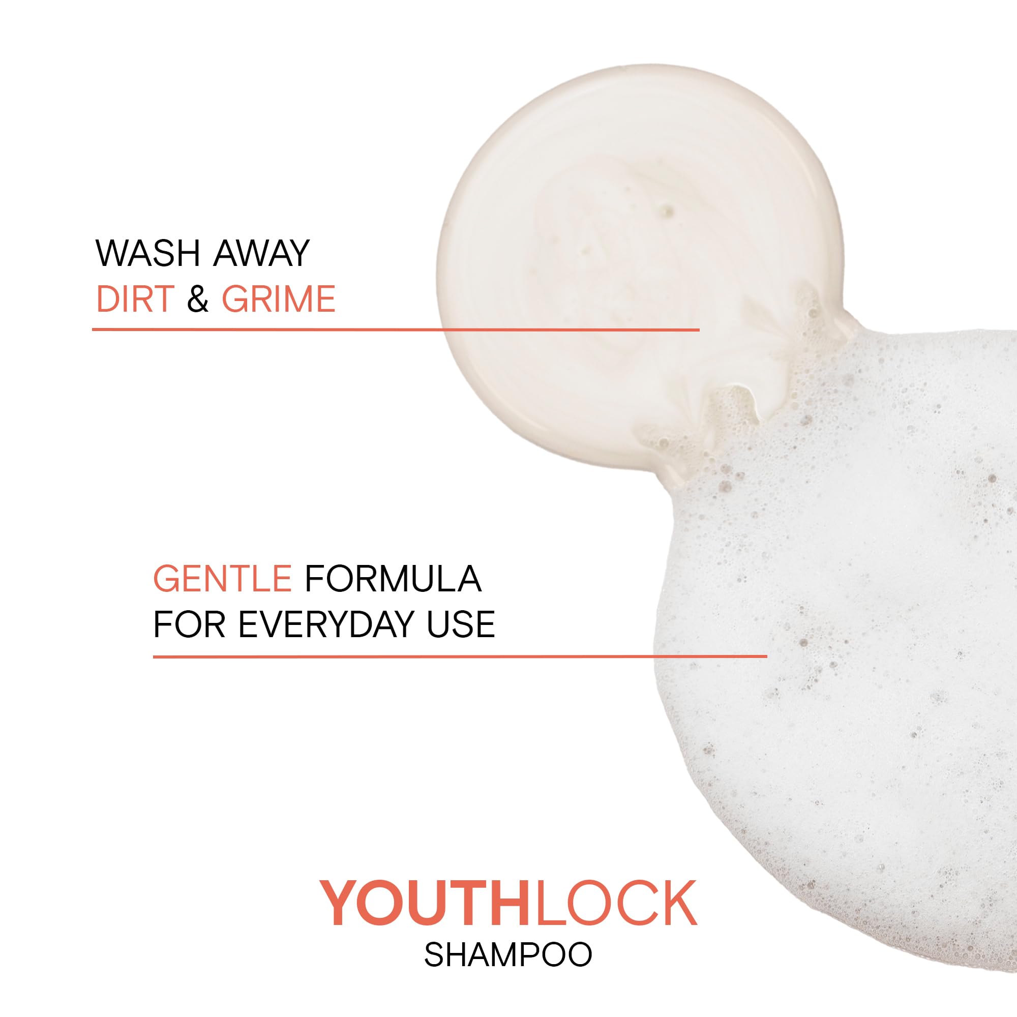 Joico YouthLock Shampoo ingredients panel highlights collagen and arginine benefits.