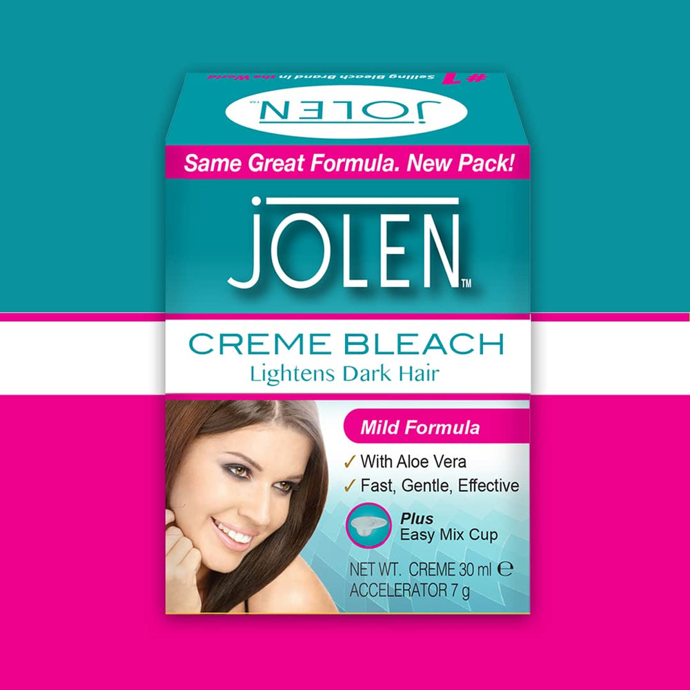 Jolen Cream Bleach 30ml mild application showing easy at-home use.