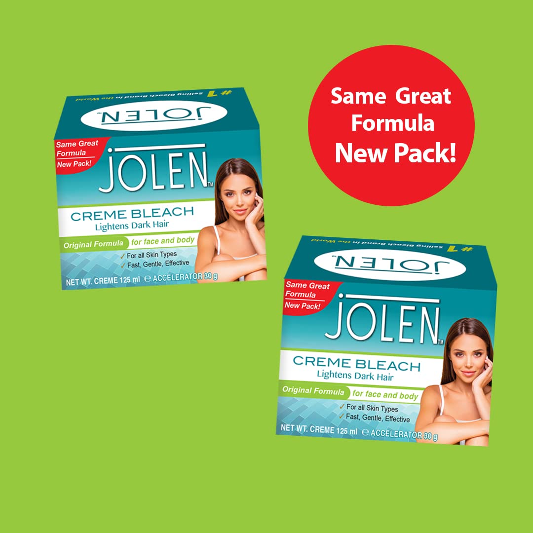 Jolen Creme Bleach packaging highlights original formula for face and body hair