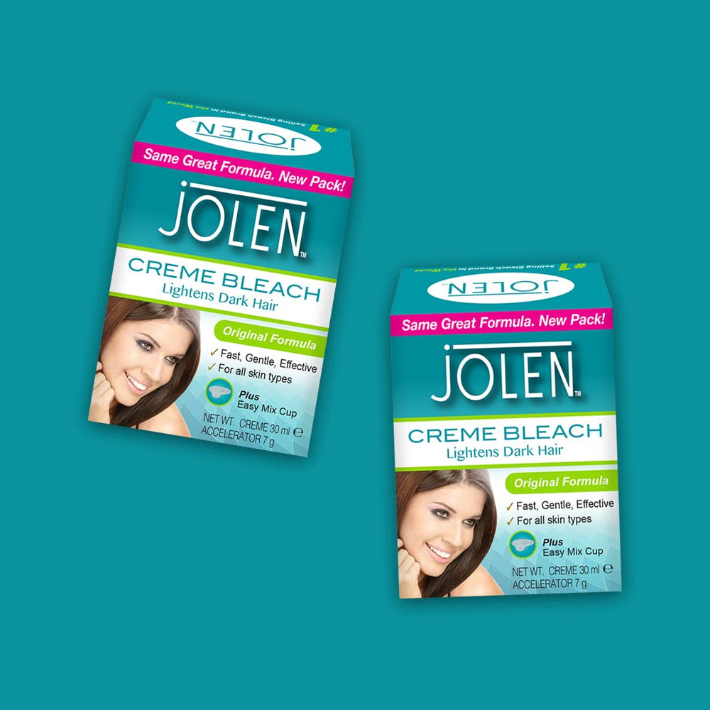 JOLEN creme bleach packaging shown for travel-friendly use
