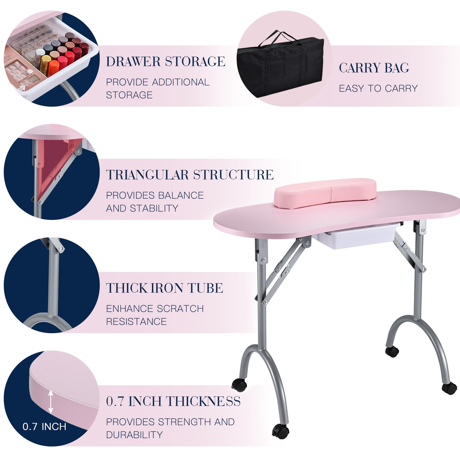 Joligrace lockable rotating wheels ensure stability during use.