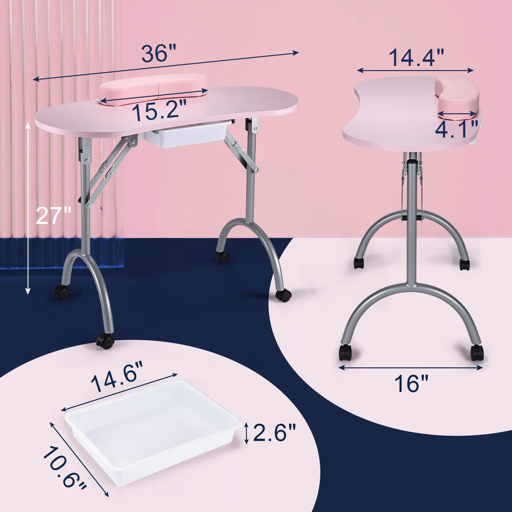 Joligrace pink manicure desk blends style with professional function.