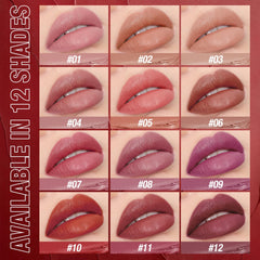 Jolilab matte finish application demonstrates smooth, even coverage for a polished lip look.