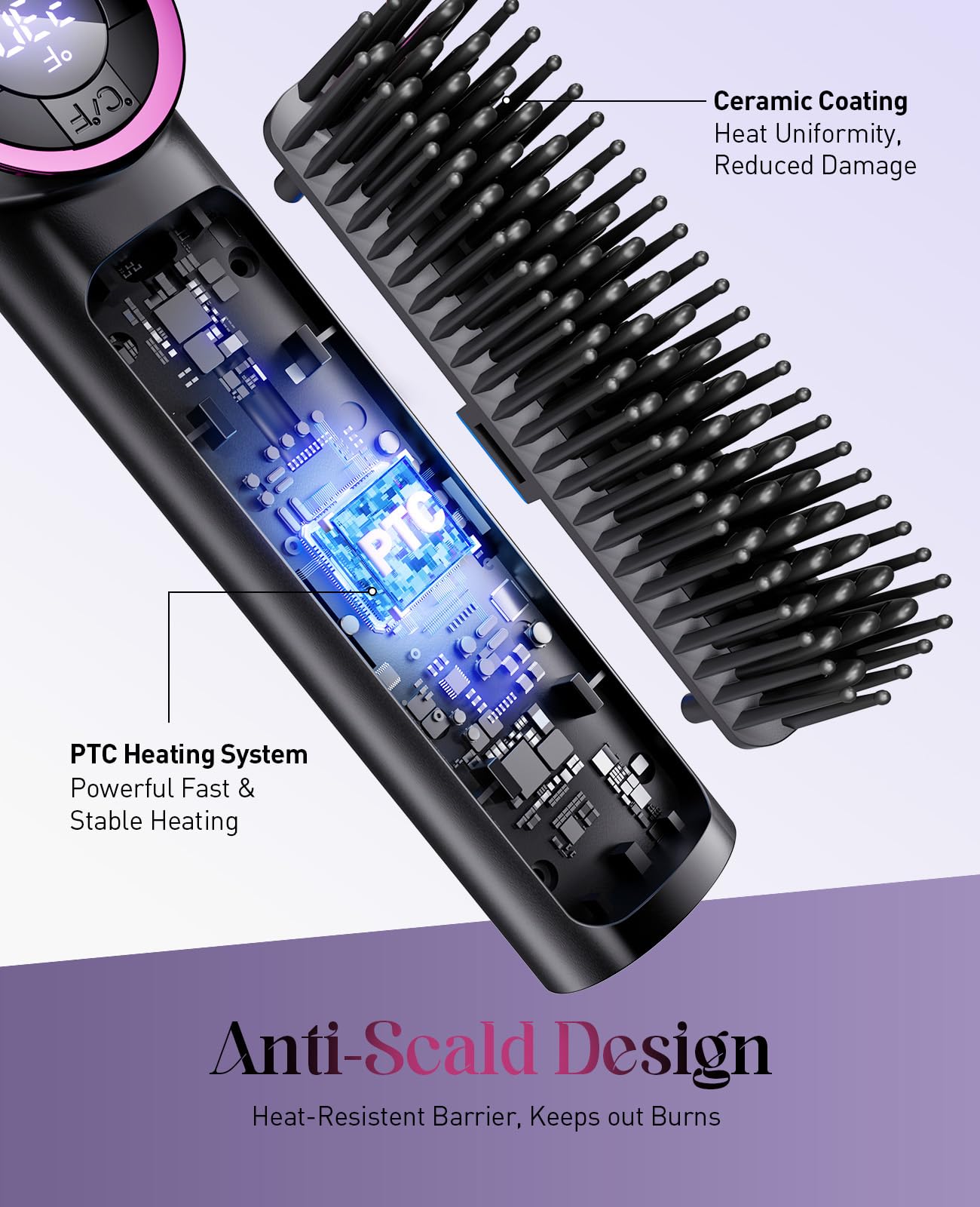 JolinKoin Hair Straightener Brush includes two clips for quick styling.