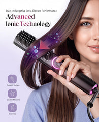 JolinKoin Hair Straightener Brush uses PTC technology for even heat.