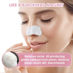 JOLVKA charcoal nose strip being peeled away to reveal cleaned pores.