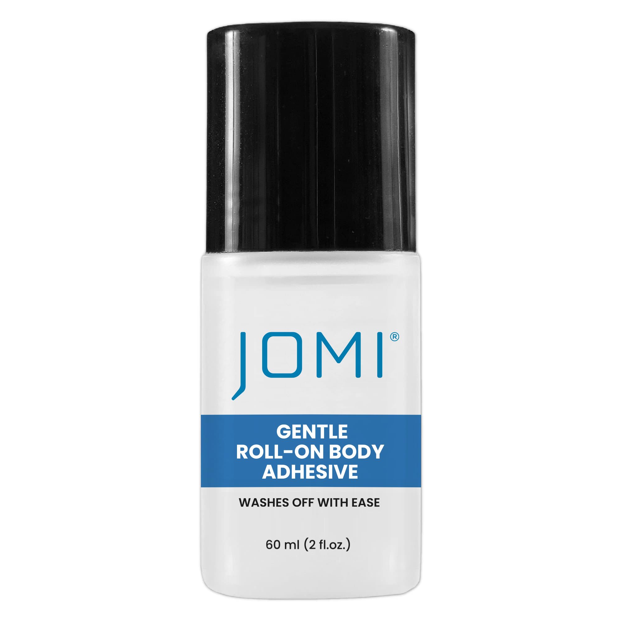 JOMI COMPRESSION Premium Roll-On Body Glue bottle application showing easy fabric adhesion.