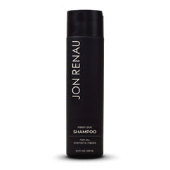 Champú Fiber Love de Jon Renau en botella para pelucas sintéticas, limpieza suave.