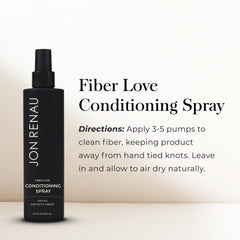 Jon Renau Fiber Love Spray brillo natural, devuelve vitalidad a fibras sintéticas.