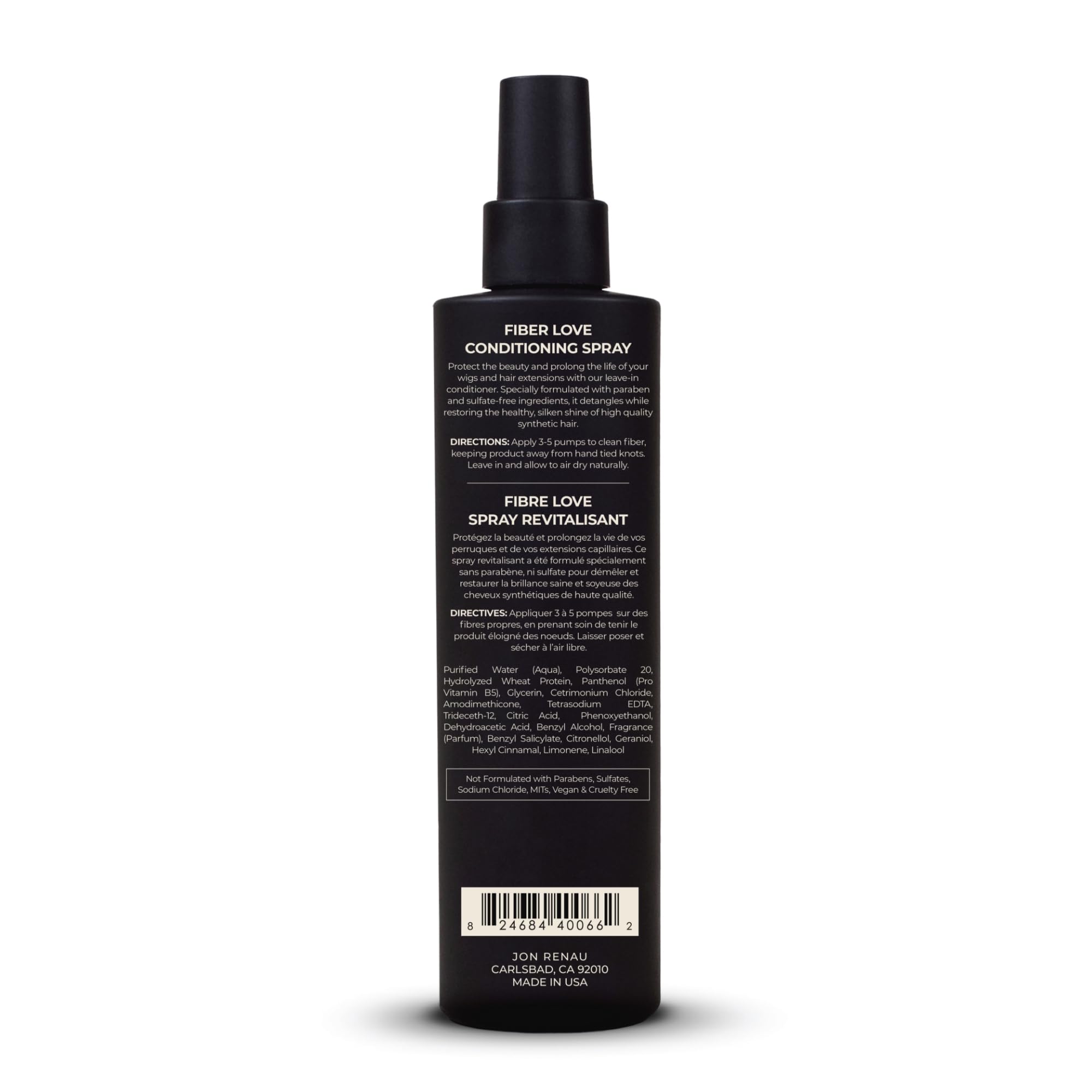 Jon Renau Fiber Love Spray para cabello sintético, protege la fibra y mantiene suavidad.