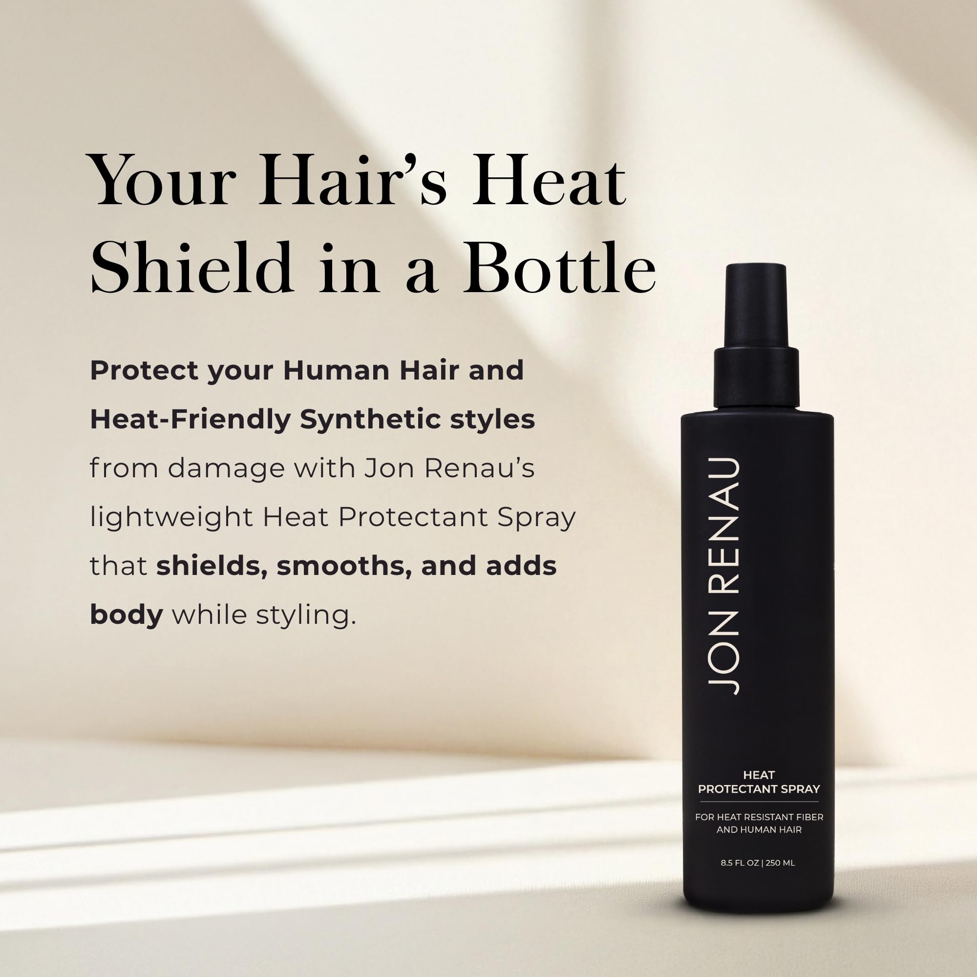 Protector de calor Jon Renau para cabello humano y sintético, manejo suave.