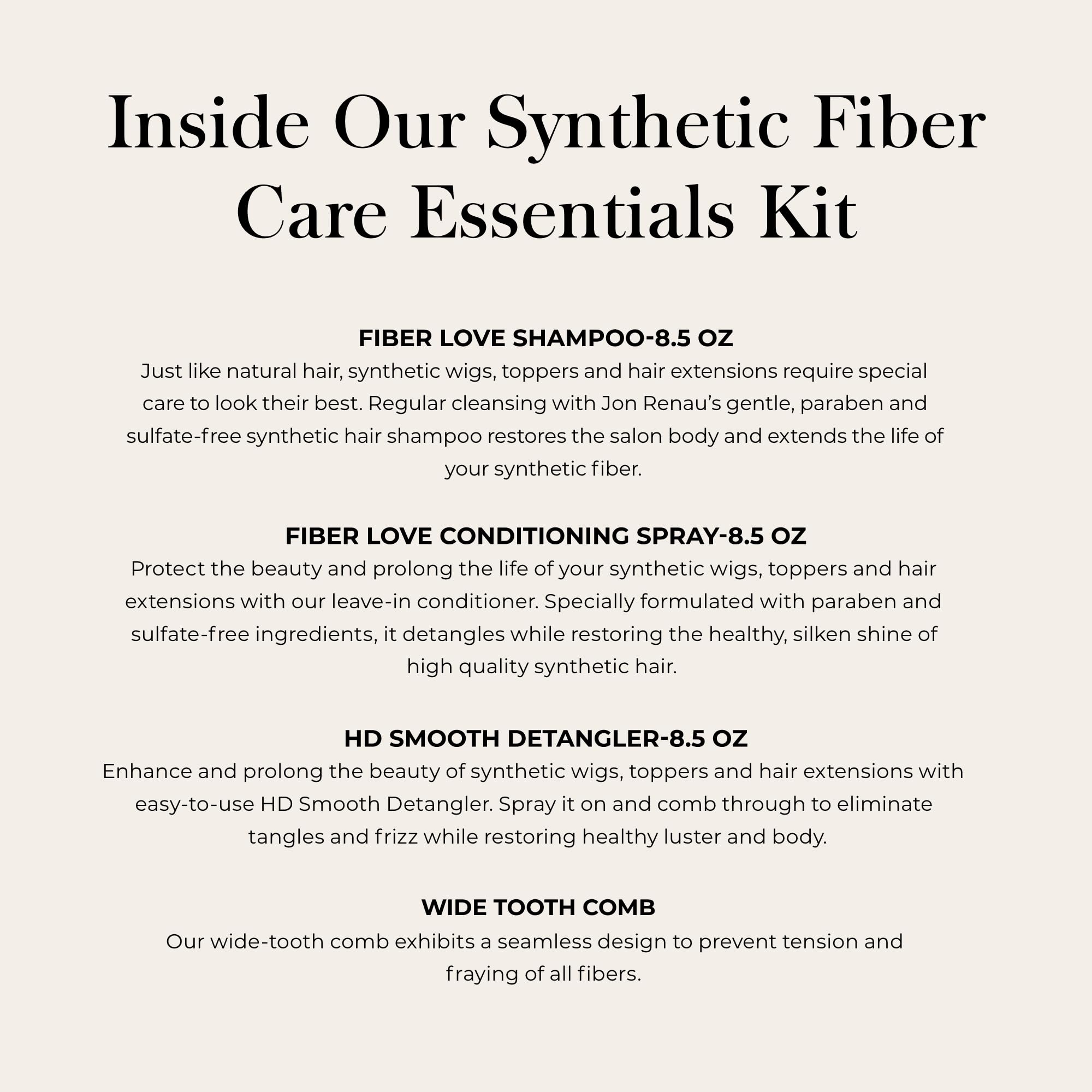 Jon Renau leave-in spray bottle for softening and smoothing synthetic fibers between washes