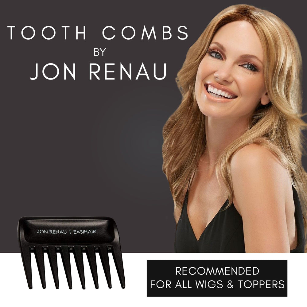 Closeup of Jon Renau wide tooth combs designed to glide through synthetic HD fiber