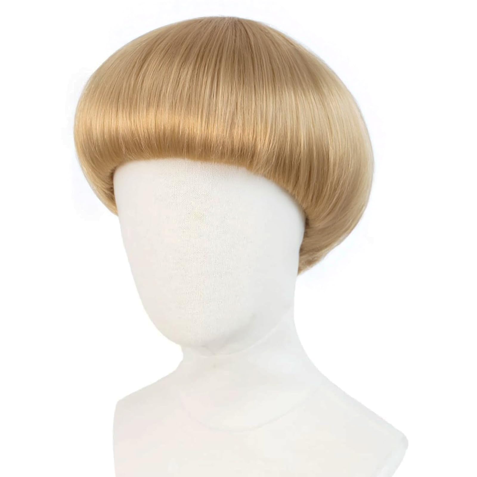 JoneTing blonde mushroom wig bowl cut cap for secure all-day wear.