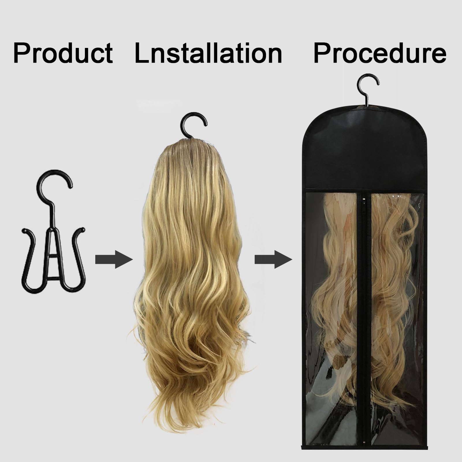 Jonley clear front window lets you identify wigs without unzipping.