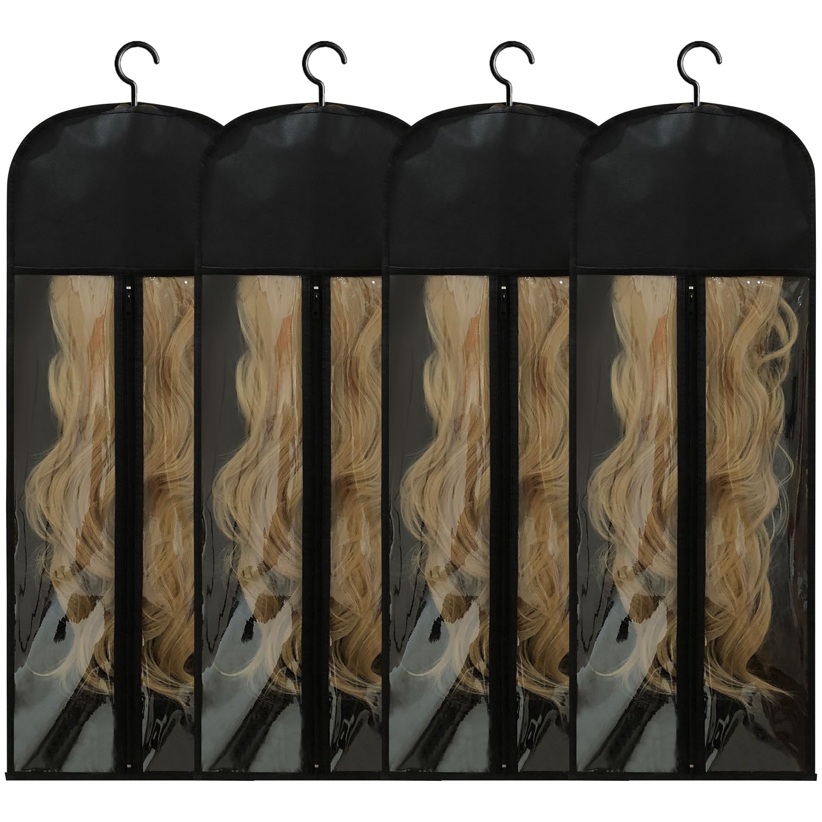 Jonley wig storage bag with hanger and transparent window for easy selection.