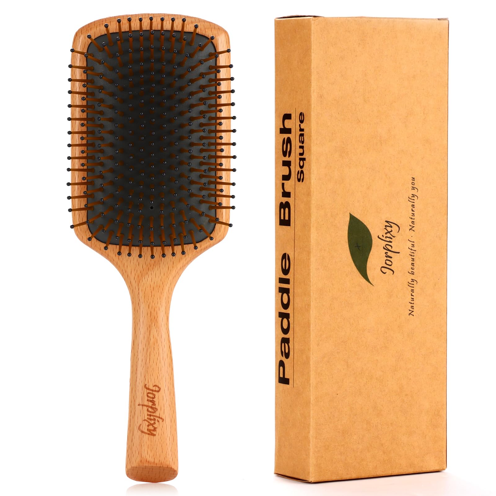 Jorplixy wooden-handle hair brush for comfortable daily grooming.