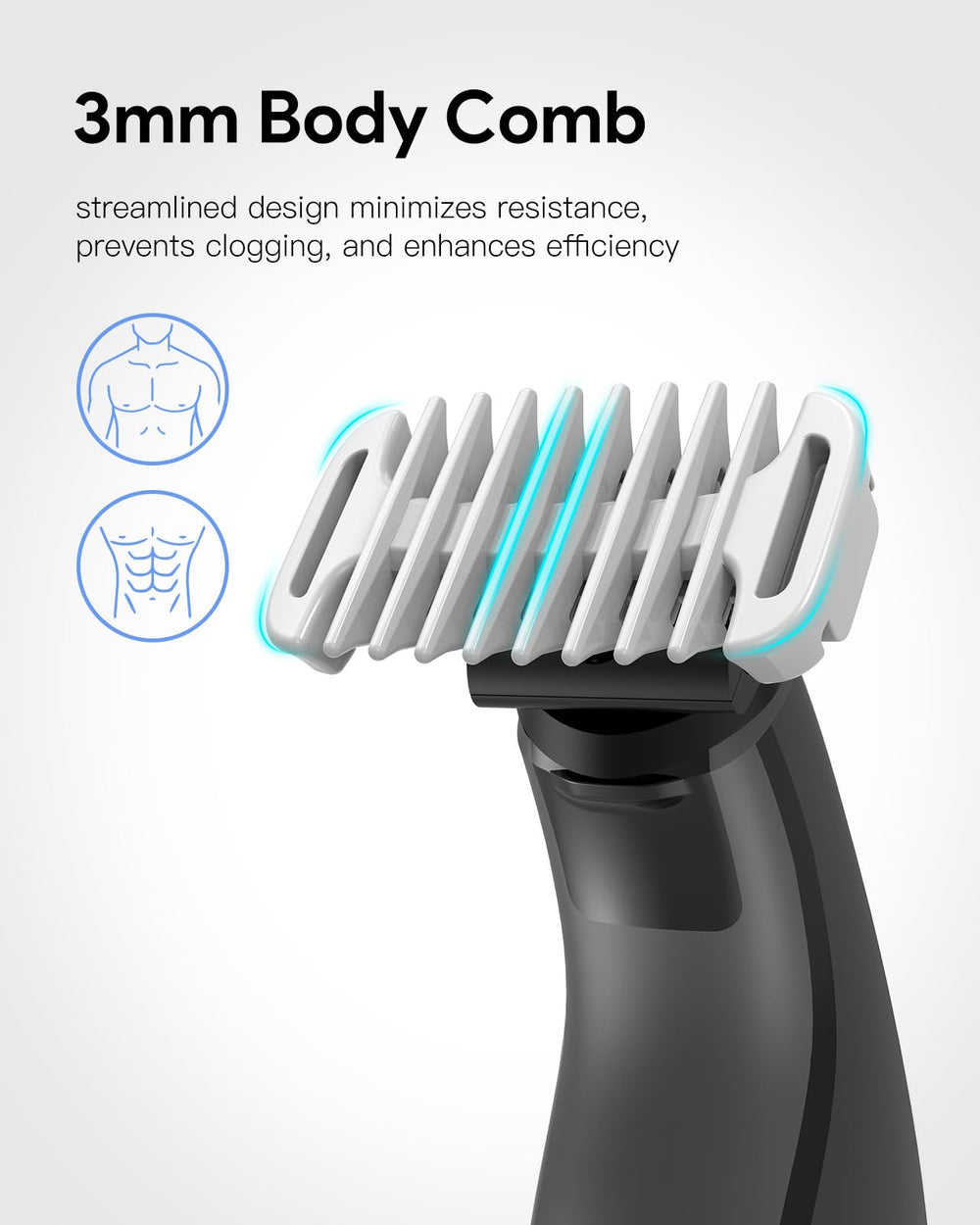 Jorvex Guide Guards 3mm comb for versatile body grooming.