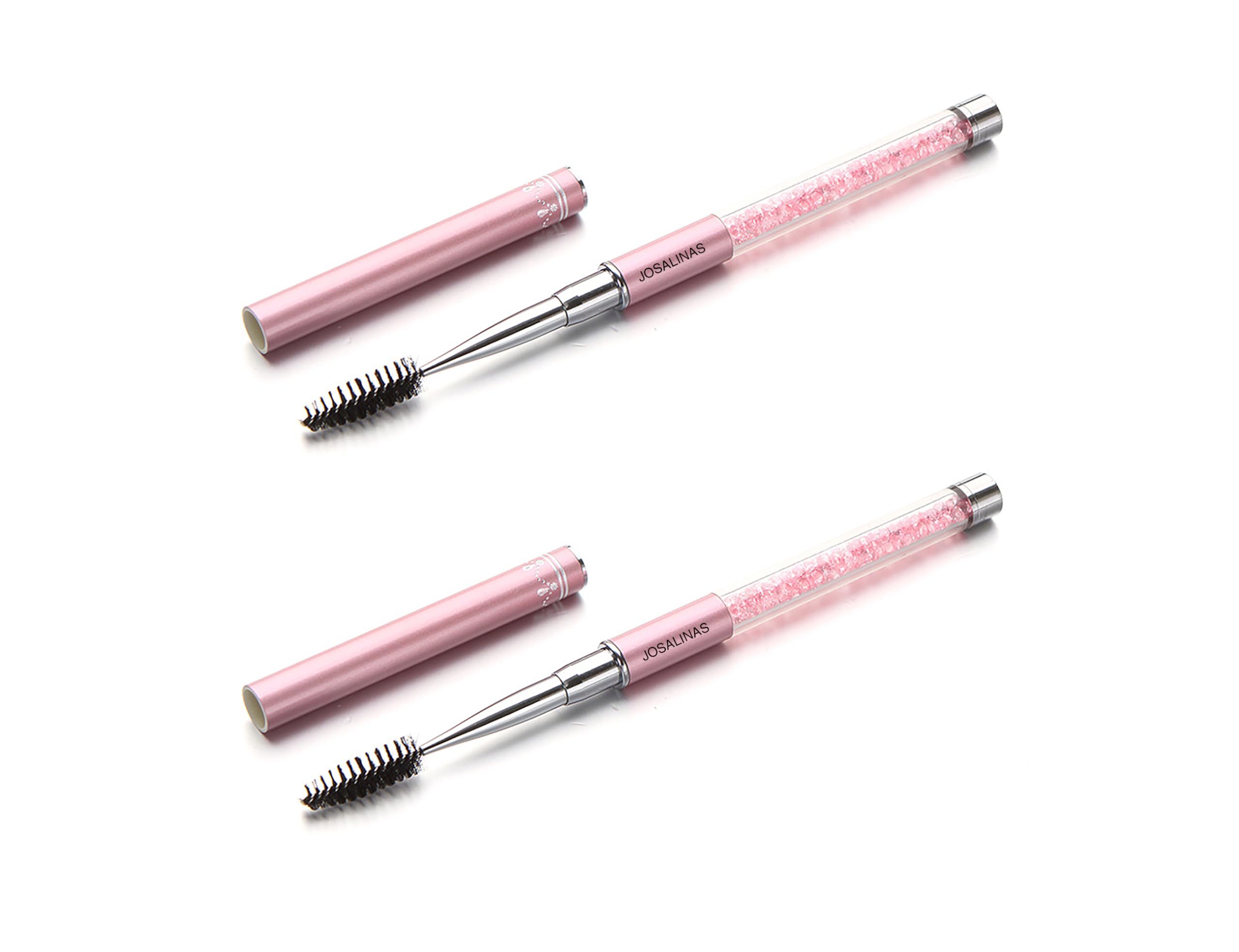 JOSALINAS mascara brush with pink cap enables precise lash application on the go.